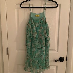 Teal print dress